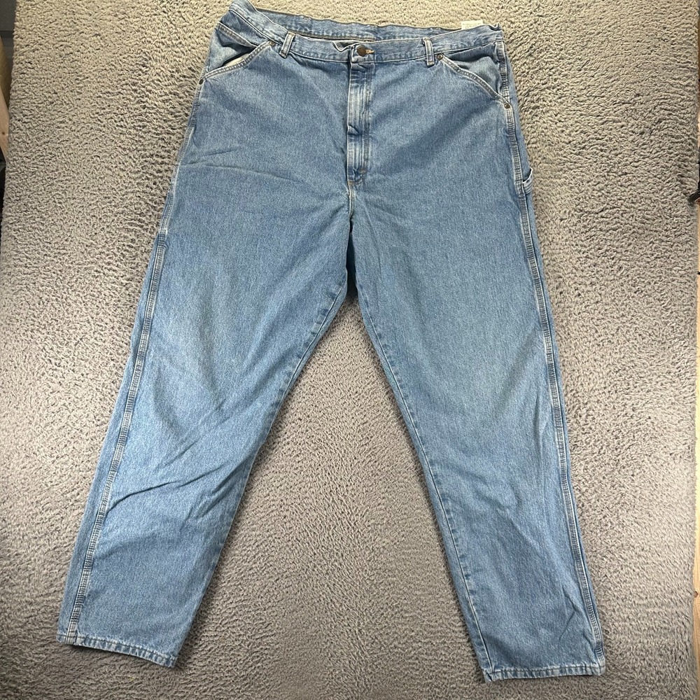Wrangler Rugged Wear Jeans Mens 42x34 Blue Denim Carpenter Straight‎ Workwear